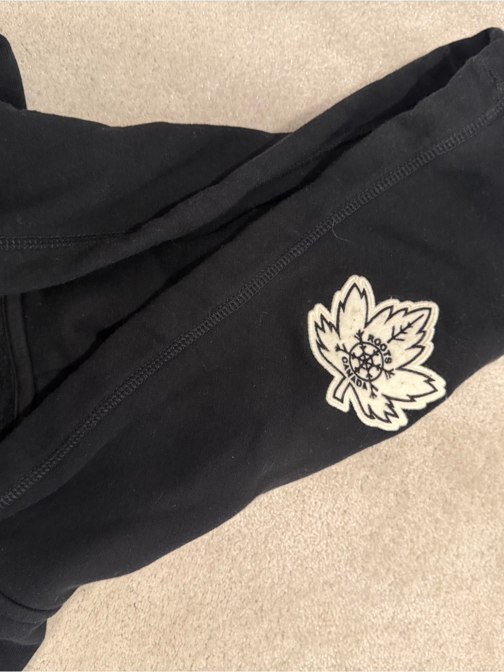 Roots Black Zip Hoodie with White Beaver Logo - Picture 4 of 5